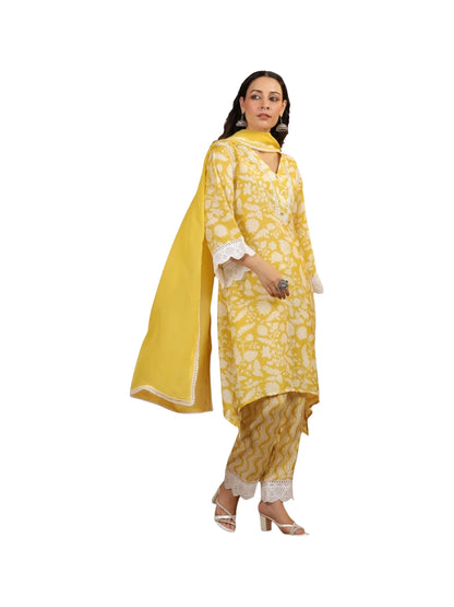 Yellow Satin Silk Kurta Set