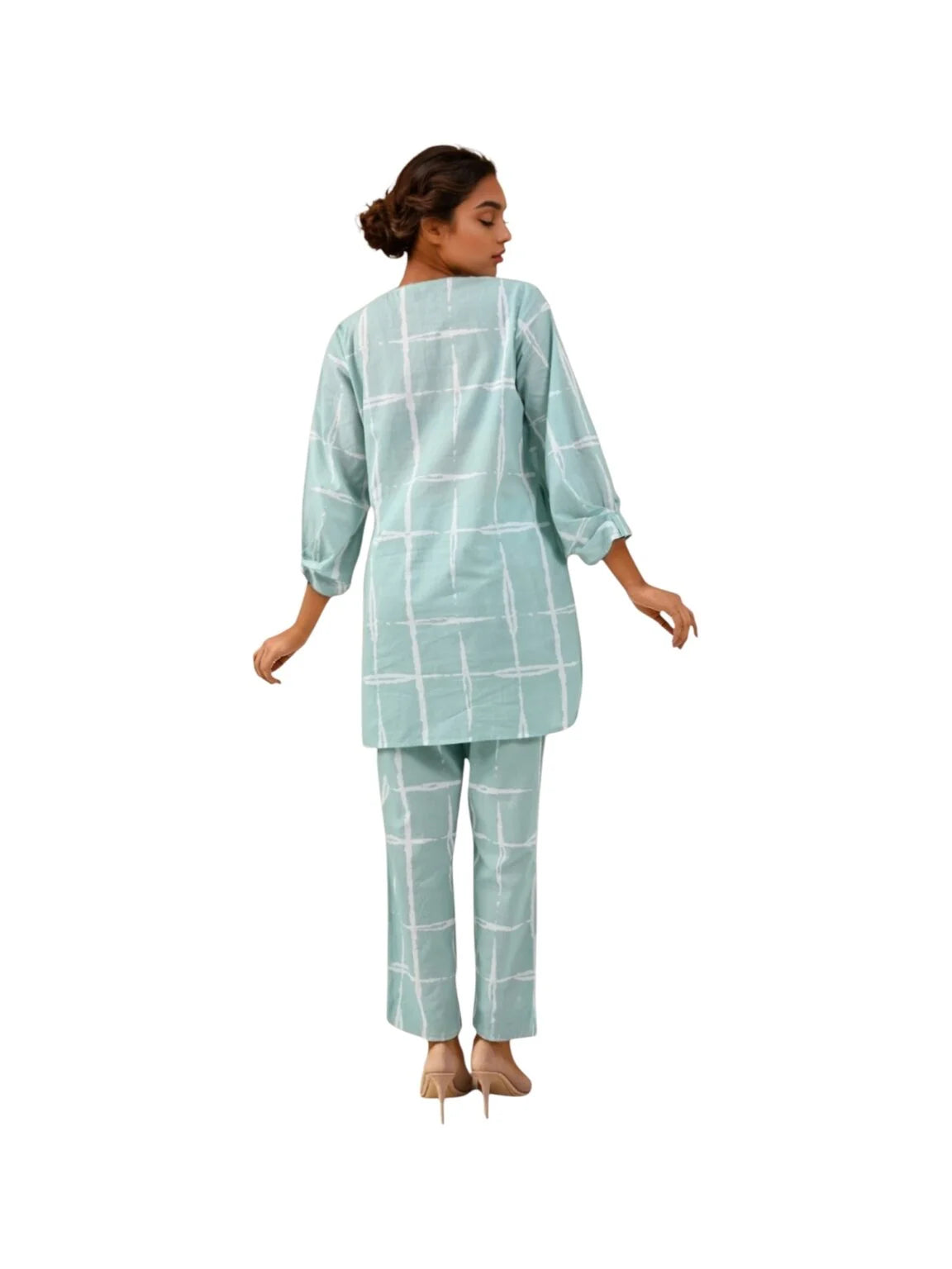 Blue Cotton Kurta Set with Delicate Threadwork