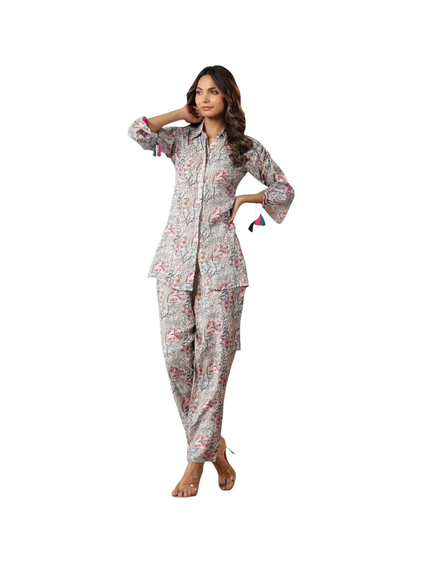 Multi-Colour Printed Muslin Kurta Set
