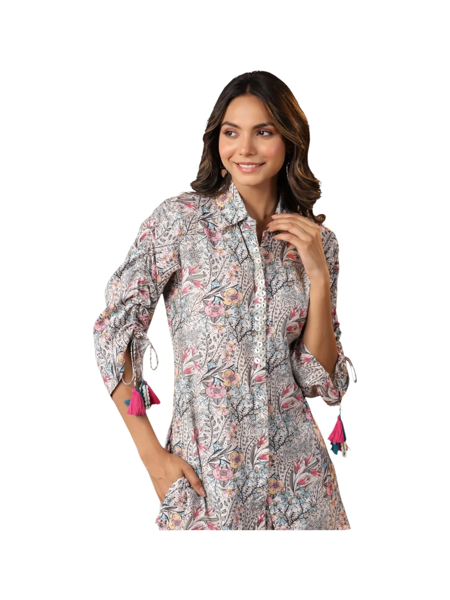 Multi-Colour Printed Muslin Kurta Set