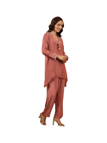 Red Satin Silk Kurta Set