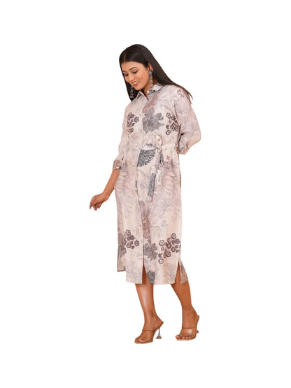 Beige Cotton Printed Kurta for Effortless Everyday Style