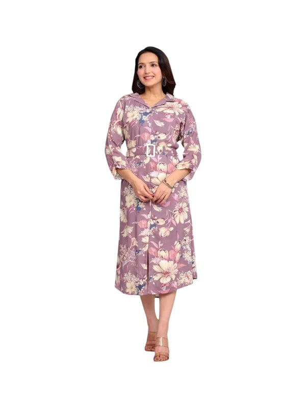 Lilac Cotton Printed Kurta for Subtle Floral Charm