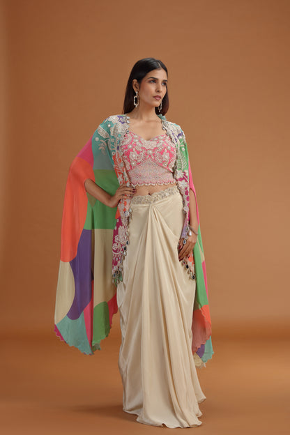 Woman wearing a multi color salwar kameez 