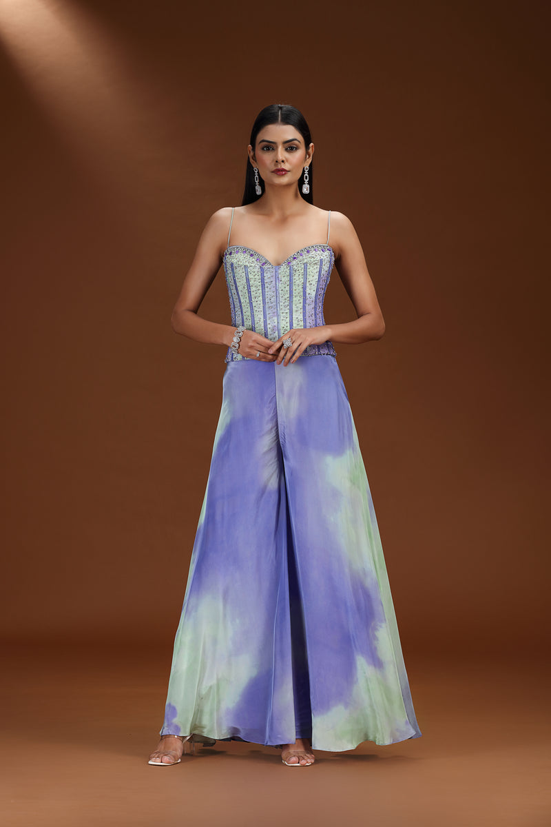 Purple Satin Silk Salwar Suit with Sequins and Stone Embellishments