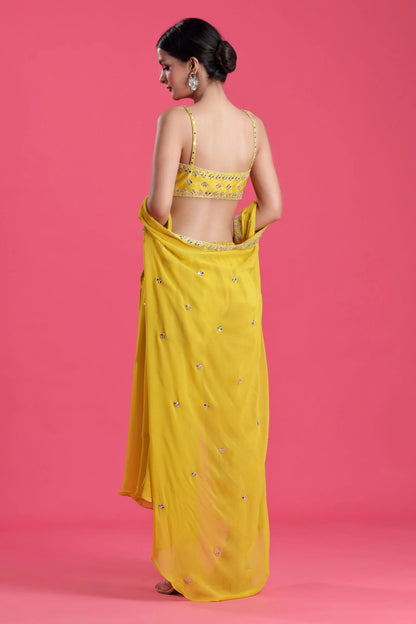 Mustard Yellow Indo Western Dhoti Set