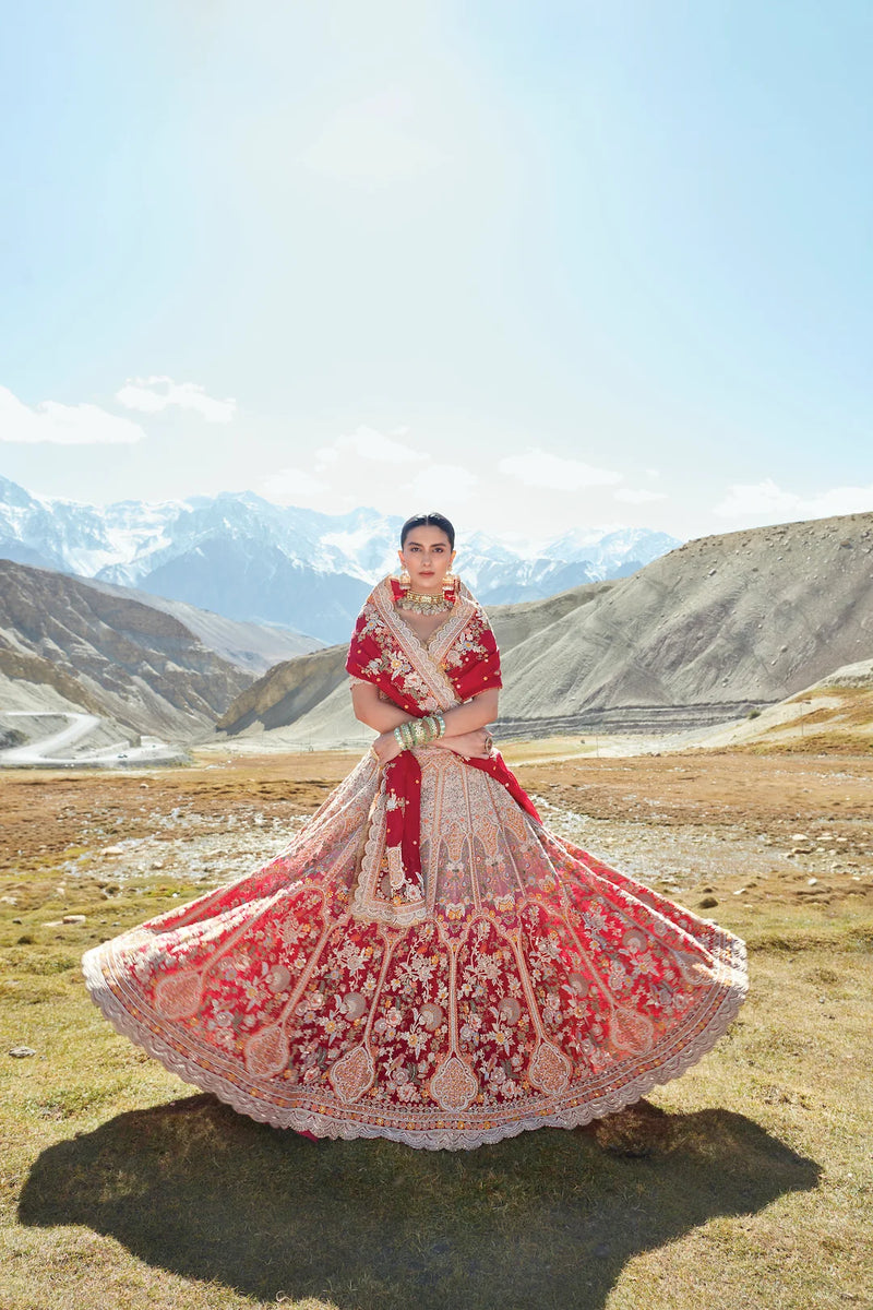 Regal Red Embroidered Lehenga Set