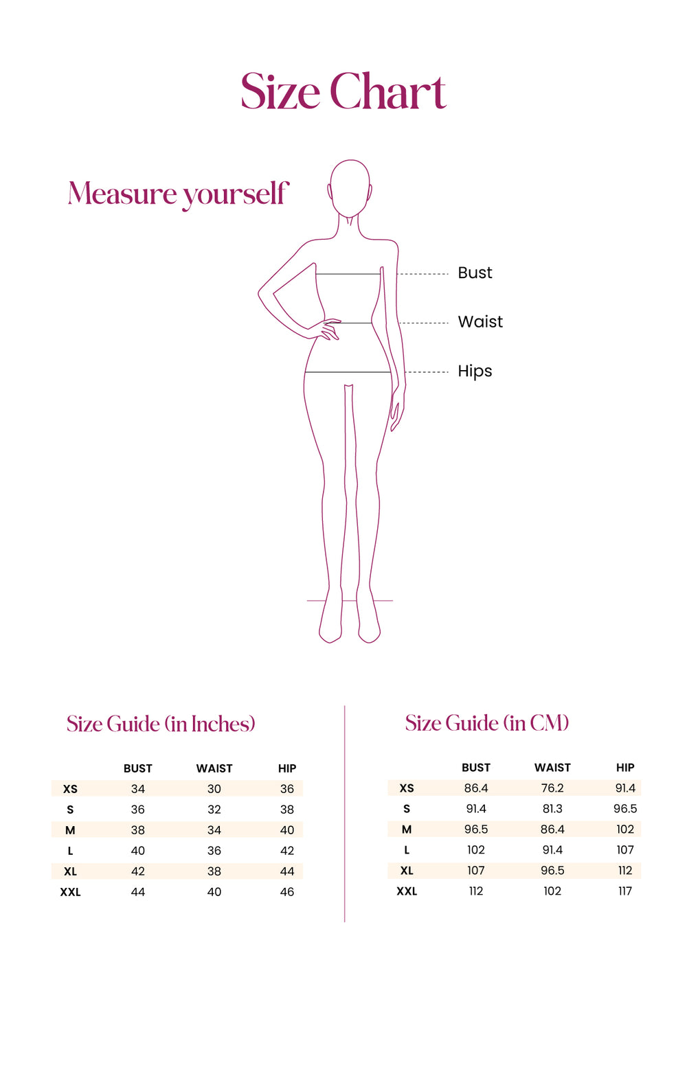 Size Chart Mobile