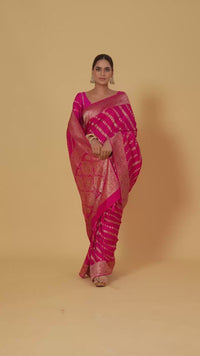Pink Dola Silk Saree with Unstitched Blouse