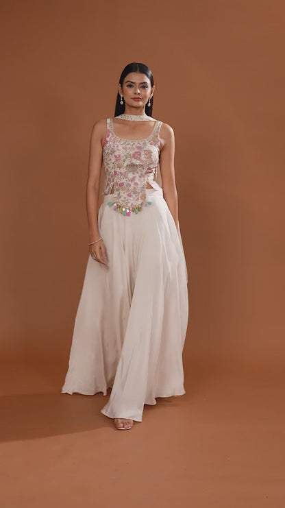 White Crepe Salwar Suit