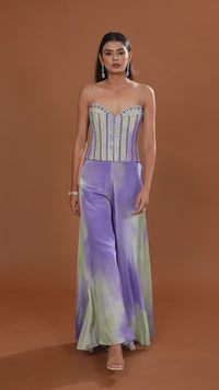 Purple Satin Silk Salwar Suit with Sequins and Stone Embellishments