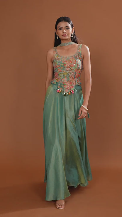 Green Tissue Salwar Suit