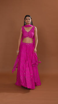 pink silk lehenga set