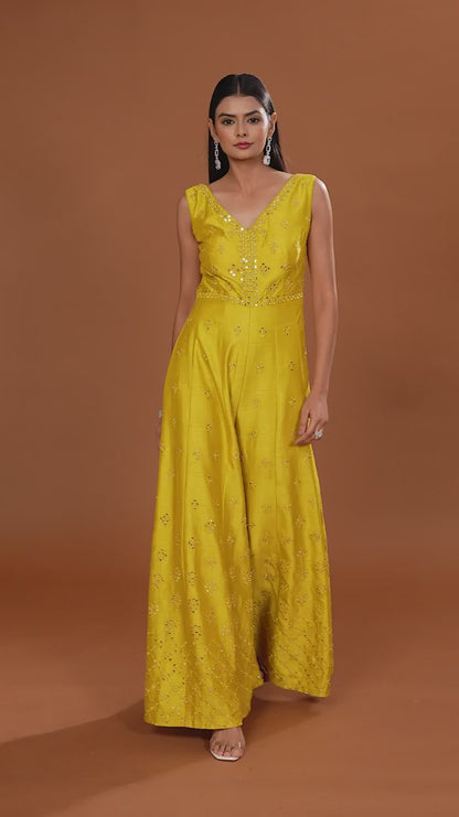 Yellow Raw Silk Salwar Suit