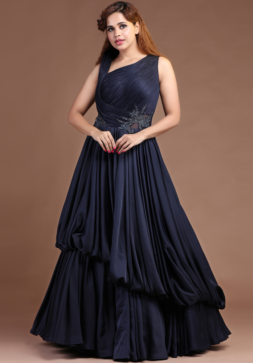 Midnight Blue Sculpted Gown |